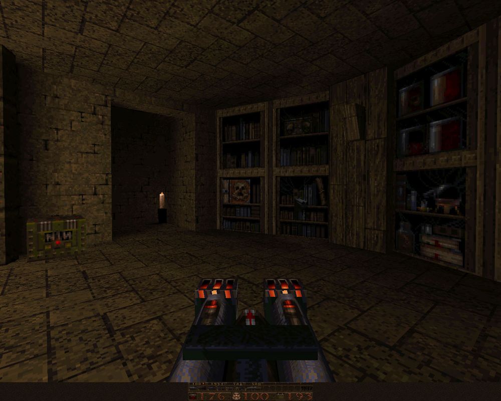 Quake Mission Pack No. 2: Dissolution of Eternity (Windows) screenshot: Armed with lava nails in some kind of mad magician lab
