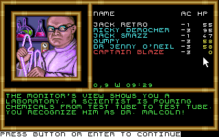 Buck Rogers: Matrix Cubed (DOS) screenshot: Doctor Malcoln.