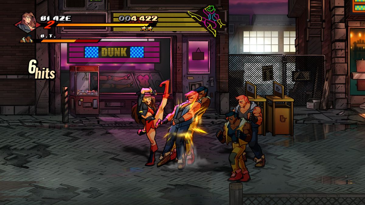 Streets of Rage 4 (Windows) screenshot: Blaze hits two opponents at the same time using this high kick.