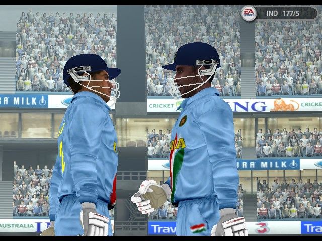 Cricket 2005 (Windows) screenshot: Batsmen having discussion after the end of an over