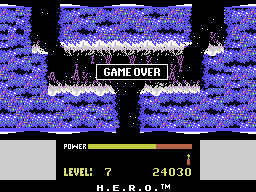 H.E.R.O. (ColecoVision) screenshot: Game over