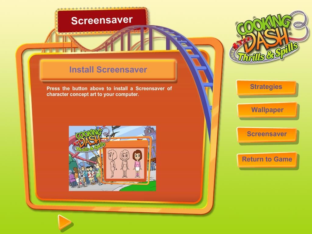 Cooking Dash 3: Thrills & Spills (Collector's Edition) (Windows) screenshot: Bonus content: Installable screensaver.