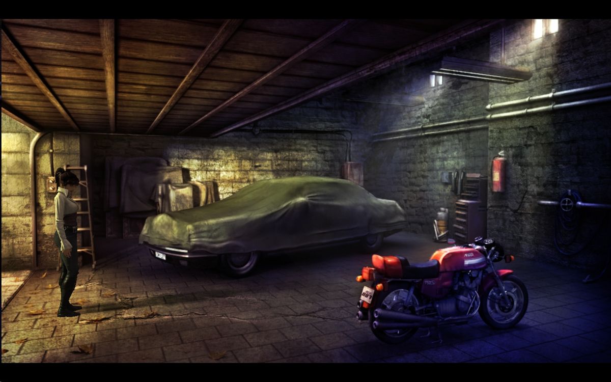 Gray Matter (Windows) screenshot: Sam's bike is stored in the garage