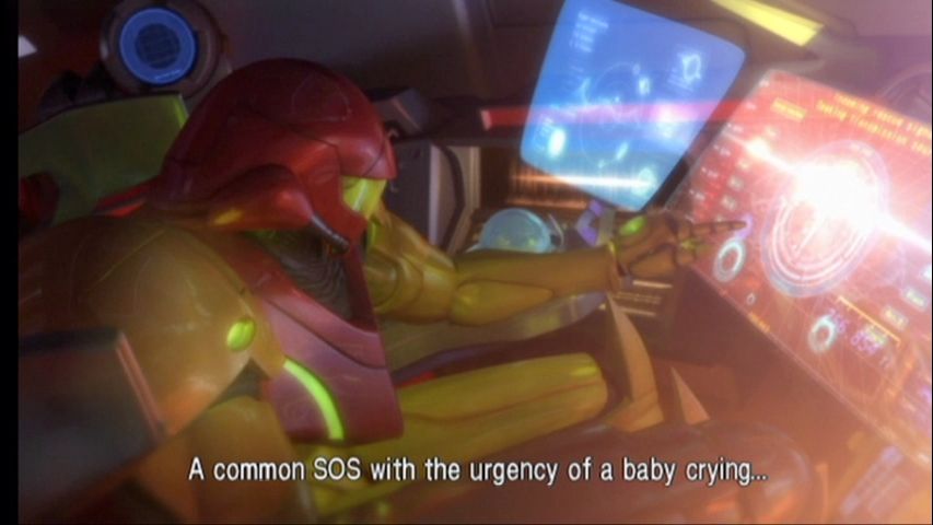 Metroid: Other M (Wii) screenshot: Stand by for frequent motherly metaphors.