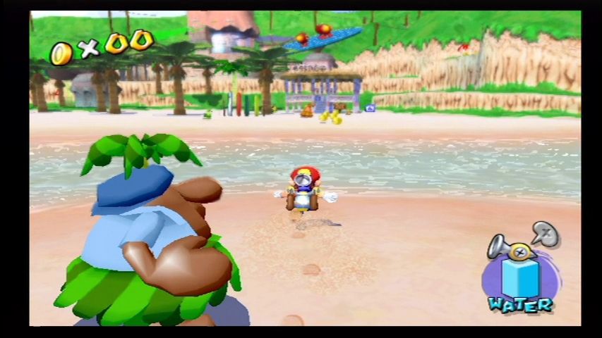 Super Mario Sunshine (GameCube) screenshot: Hitting Gelato Beach.