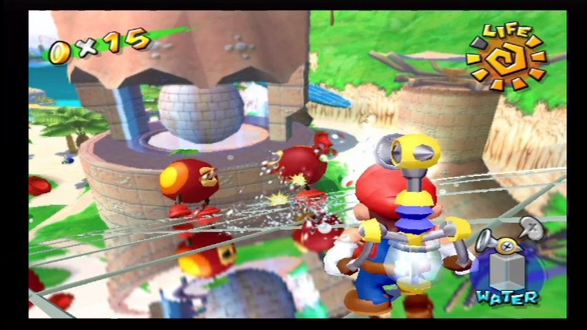 Super Mario Sunshine (GameCube) screenshot: Hose them down!