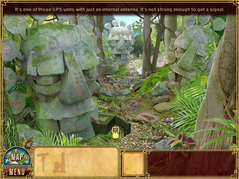 Marooned (Macintosh) screenshot: Jungle path - Stone statues