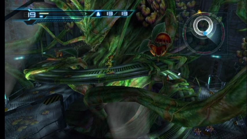 Metroid: Other M (Wii) screenshot: The first section is filled with biological growth.