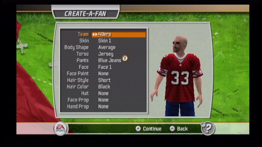 Madden NFL 07 (Wii) screenshot: Create a player, create a team, create a... fan?