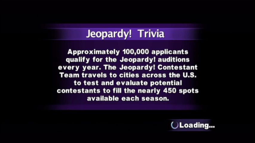 Jeopardy! (Wii) screenshot: Loading screen gives Jeopardy trivia.