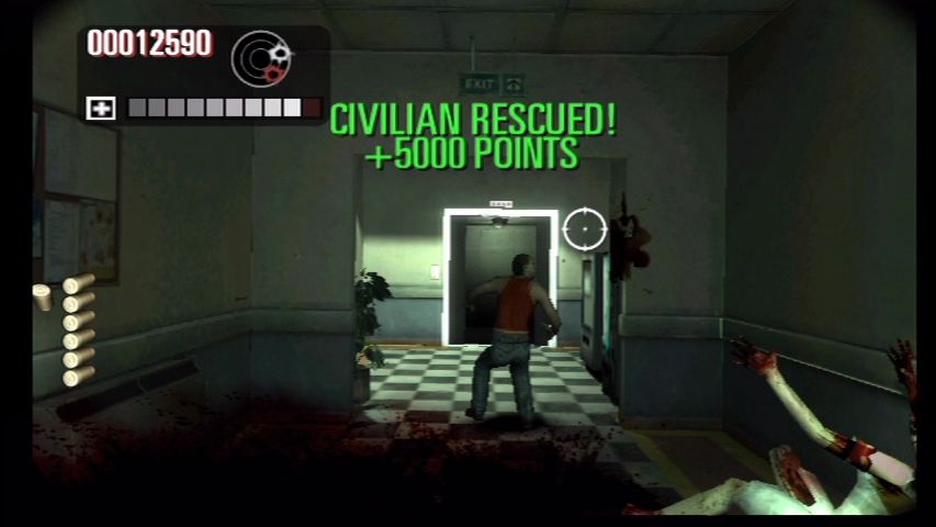 The House of the Dead: Overkill (Wii) screenshot: Rescue civilians for extra points.
