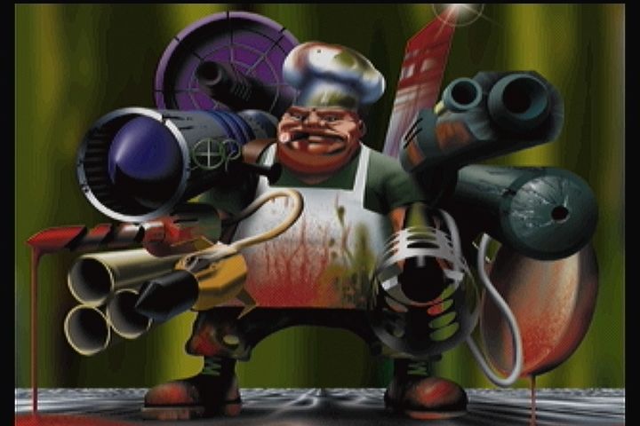 PO'ed (3DO) screenshot: Ox (the player character) seen in the credits.