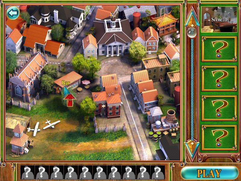 Mysteryville (Macintosh) screenshot: Town map - Bar