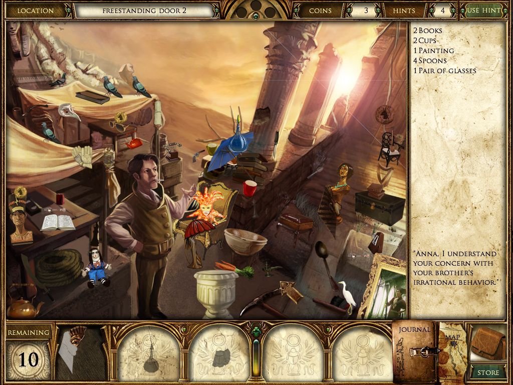 Curse of the Pharaoh: Napoleon's Secret (Macintosh) screenshot: Freestanding Door 2 - hidden objects