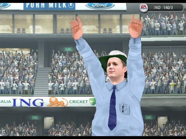 Cricket 2005 (Windows) screenshot: Umpire signals a sixer