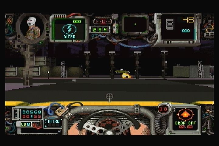 Quarantine (3DO) screenshot: Cut through the mess with your mounted weapons.