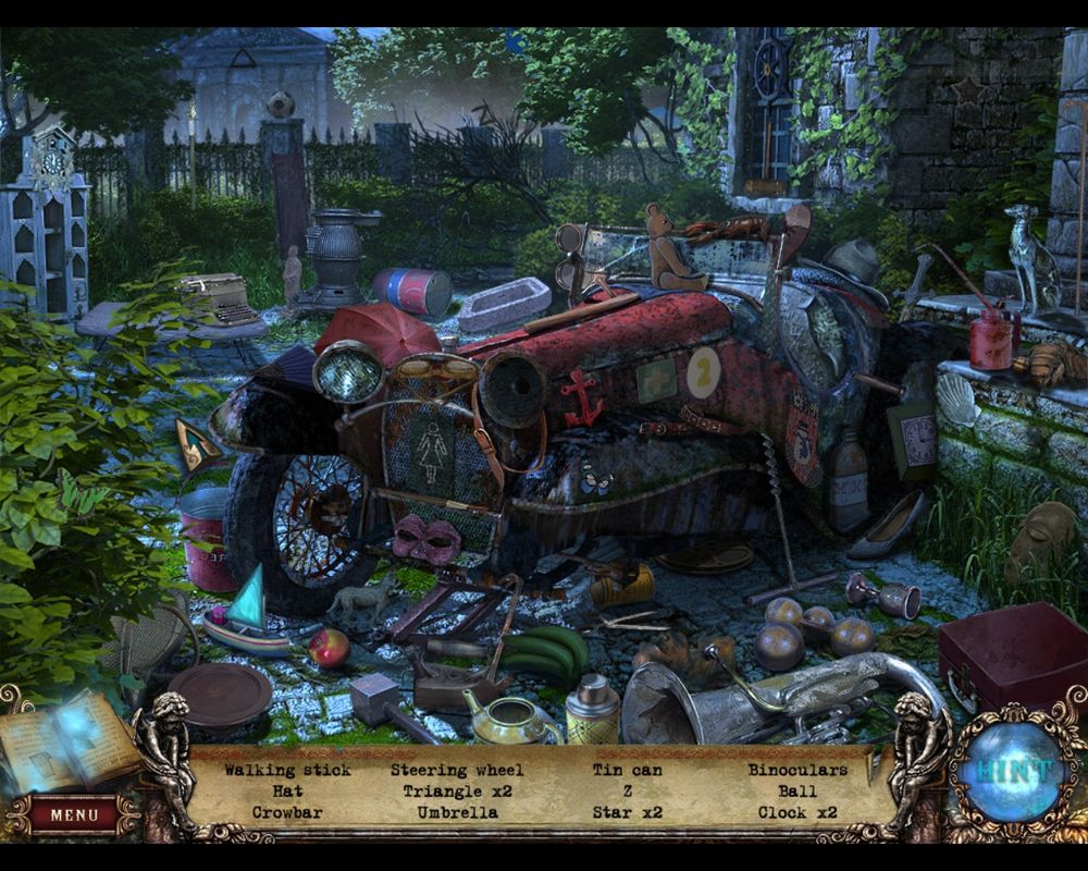 Fear for Sale: Mystery of McInroy Manor (Macintosh) screenshot: Car at entrance - objects
