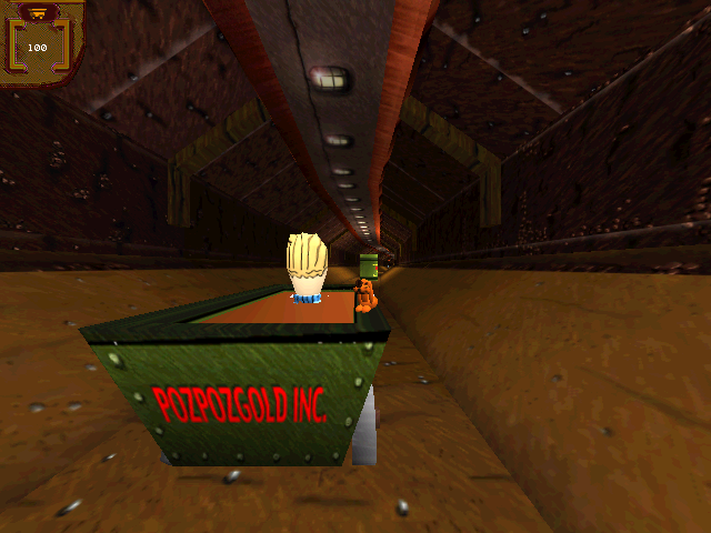 Piposh 3D: HaMahapecha (Windows) screenshot: Piposh riding a mine cart