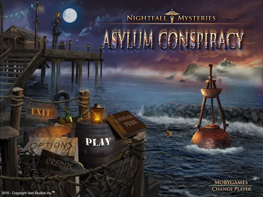Nightfall Mysteries: Asylum Conspiracy (Macintosh) screenshot: Title / main menu