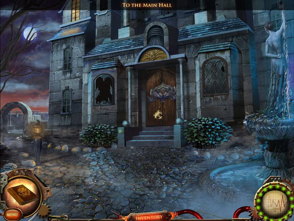 Nightfall Mysteries: Asylum Conspiracy (Macintosh) screenshot: Main Entrance - front door