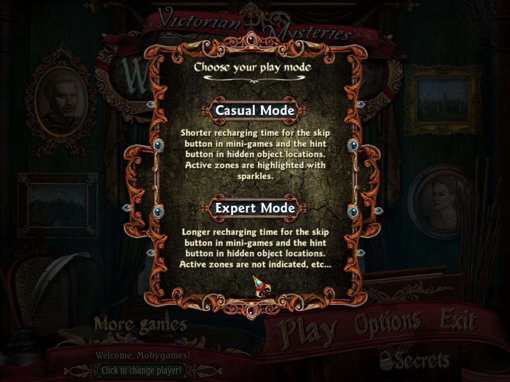 Victorian Mysteries: Woman in White (Macintosh) screenshot: Game mode