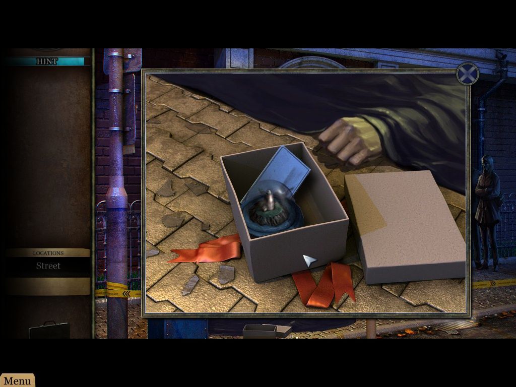 Strange Cases: The Lighthouse Mystery (Macintosh) screenshot: Crime Scene Street - strange package