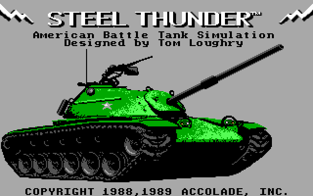 Steel Thunder (DOS) screenshot: Title screen (EGA)