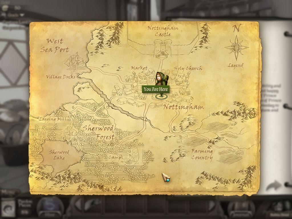 Robin's Quest: A Legend Born (Macintosh) screenshot: Map