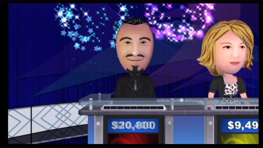 Jeopardy! (Wii) screenshot: Beating high scores gives a fireworks background.