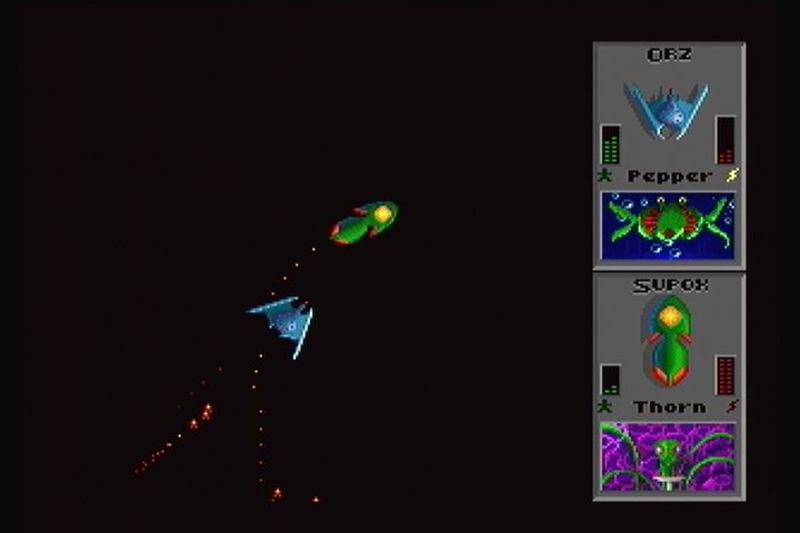 Star Control II (3DO) screenshot: The camera auto zooms based on the fighter's distance from each other.