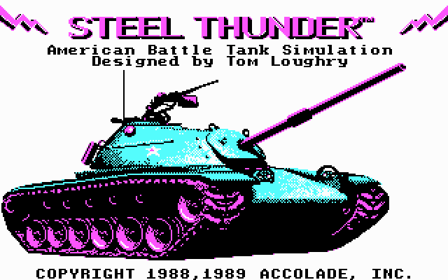 Steel Thunder (DOS) screenshot: Title screen (CGA)