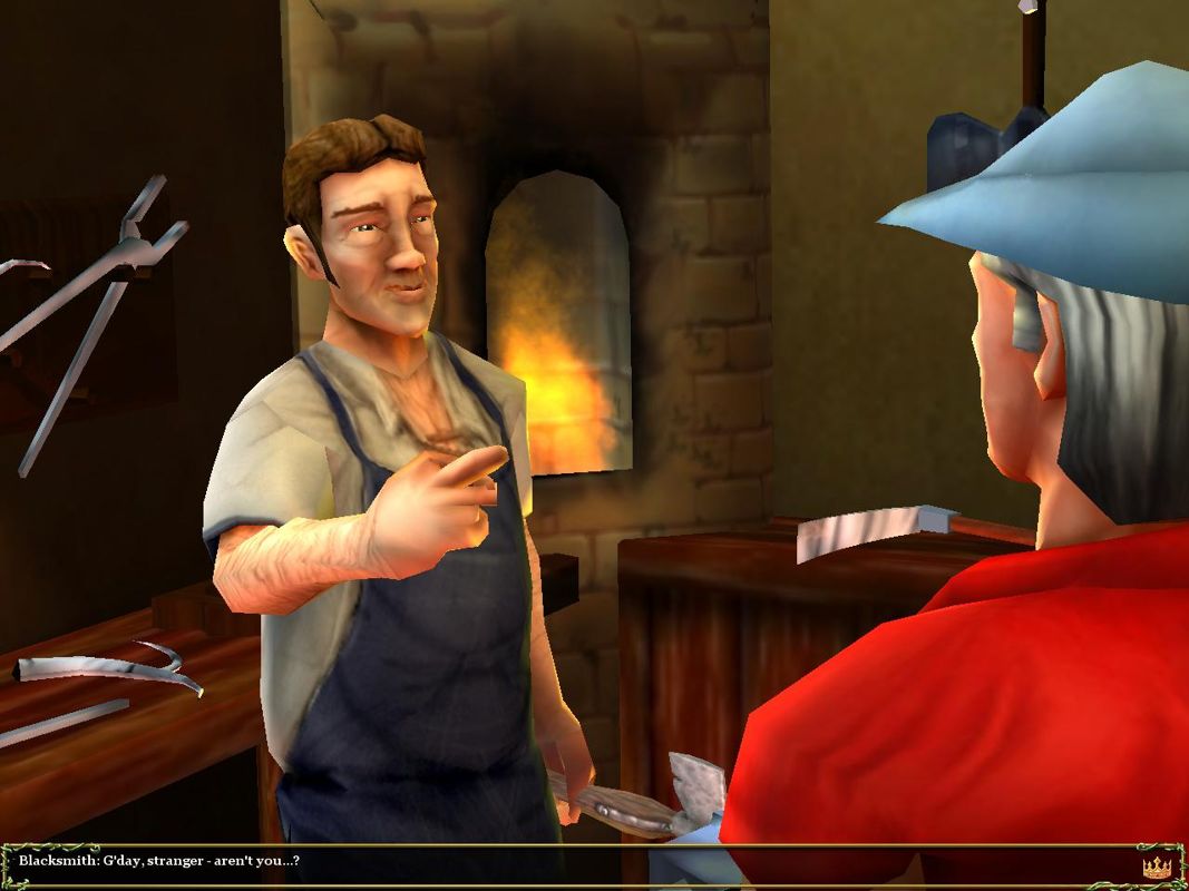 The Silver Lining: Episode Three - My Only Love Sprung from My Only Hate (Windows) screenshot: Does blacksmith know you?