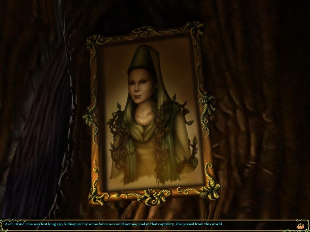 The Silver Lining: Episode Three - My Only Love Sprung from My Only Hate (Windows) screenshot: Examining portrait in Arch-Druid's tree