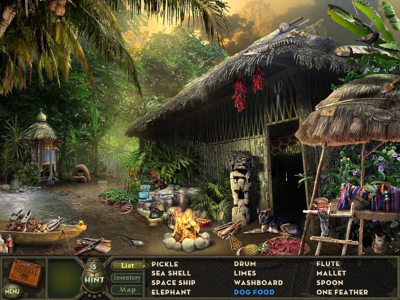 Hidden Expedition: Amazon (Macintosh) screenshot: Jungle Hut - objects