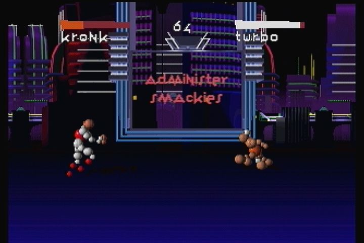 Ballz: The Director's Cut (3DO) screenshot: Camera zooms in and out as needed.