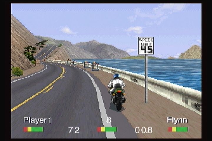 Road Rash (3DO) screenshot: Hint - we're not going 45 MPH.