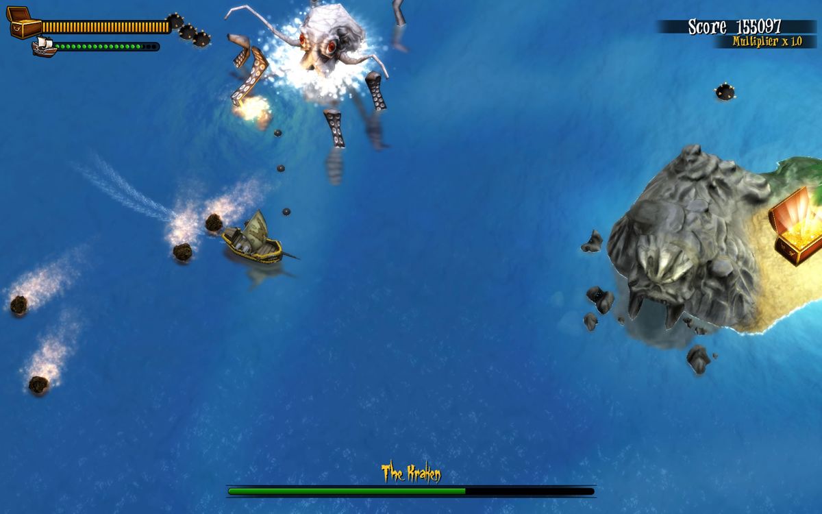 Woody Two-Legs: Attack of the Zombie Pirates (Windows) screenshot: The Kraken is the first level's boss.