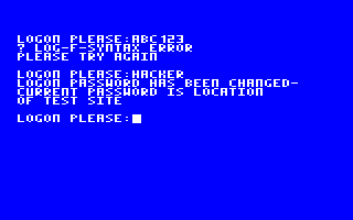 Hacker (Amstrad CPC) screenshot: Trying to login...