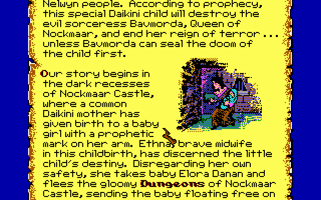 Willow (DOS) screenshot: the story - EGA