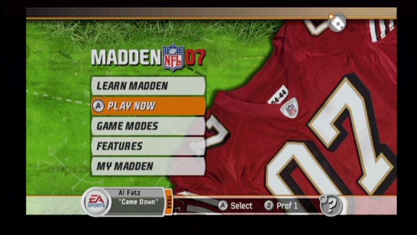 Madden NFL 07 (Wii) screenshot: Main menu