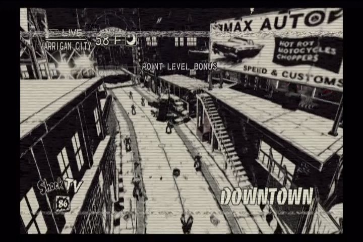 MadWorld (Wii) screenshot: The announcers introduce each level.