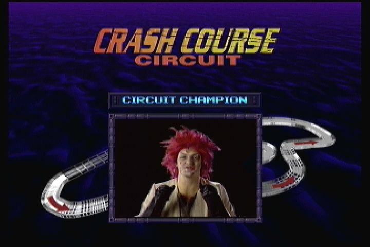 Crash 'n Burn (3DO) screenshot: The course champion taunts you in an FMV before the race.