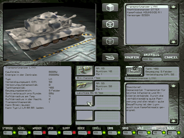 Space Marines: Der stählerne Kaiser (DOS) screenshot: Let's buy a new tank.