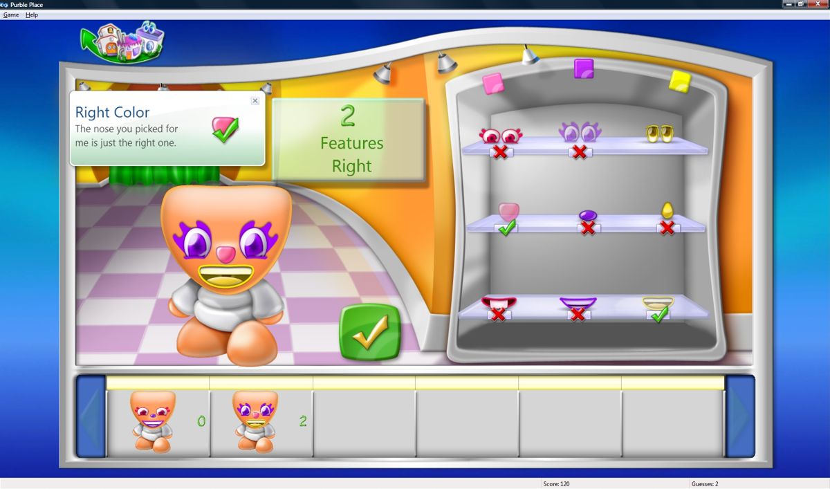 Microsoft Windows Vista (included games) (Windows) screenshot: Purble Place - Purble Shop beginner difficulty