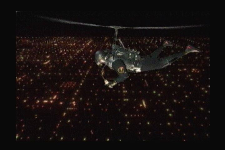 Blade Force (3DO) screenshot: The city needs a hero... like a cop wearing a helicopter backpack! Wait, what?