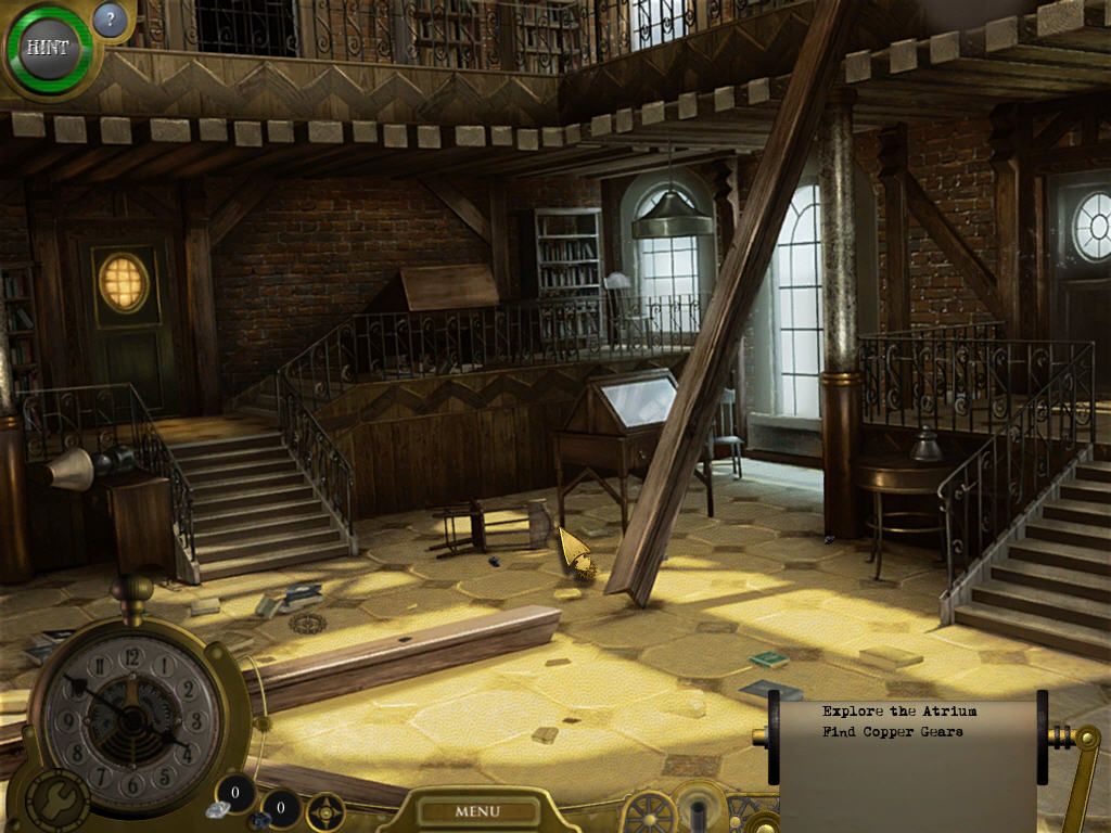 Lost in Time: The Clockwork Tower (Windows) screenshot: Clock Tower Atrium - game start