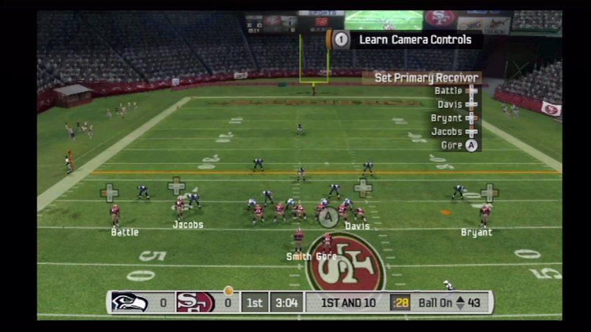 Madden NFL 07 (Wii) screenshot: Hold Z to show the play.