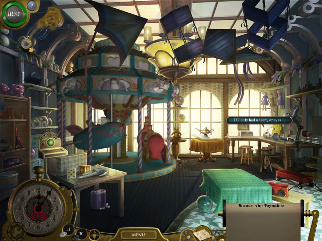 Lost in Time: The Clockwork Tower (Windows) screenshot: Toy shop back room