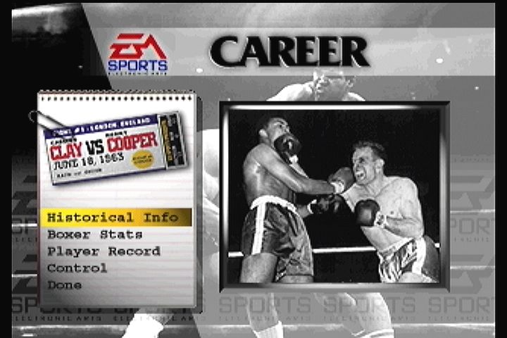 Foes of Ali (3DO) screenshot: Career mode gives a VO of the history before the fight.