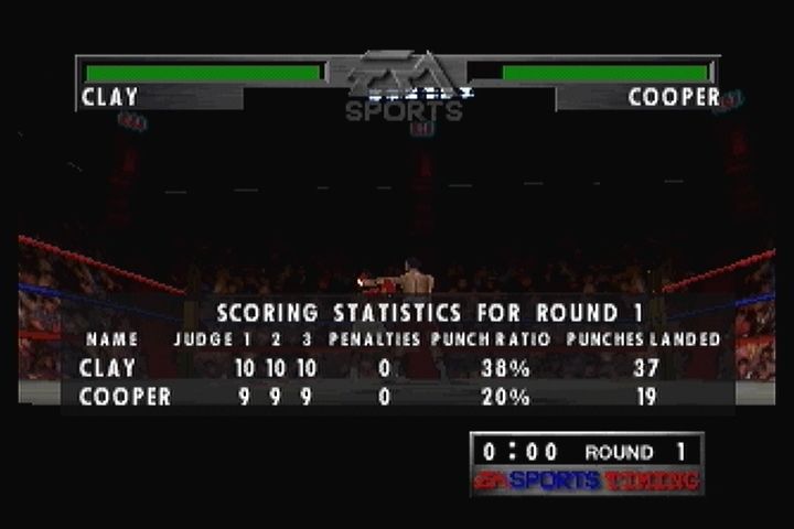 Foes of Ali (3DO) screenshot: Stats and scores are shown after each round.